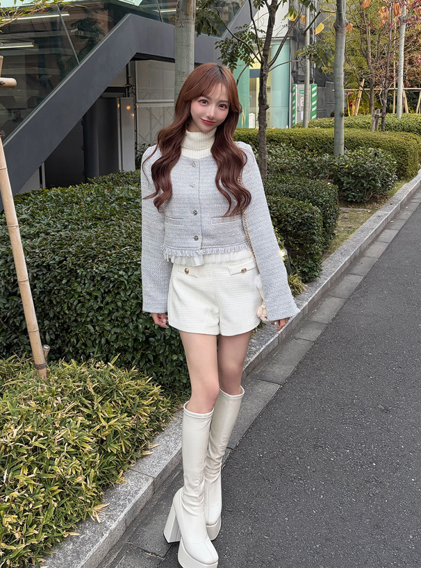 チュールフリルラメツイードジャケット