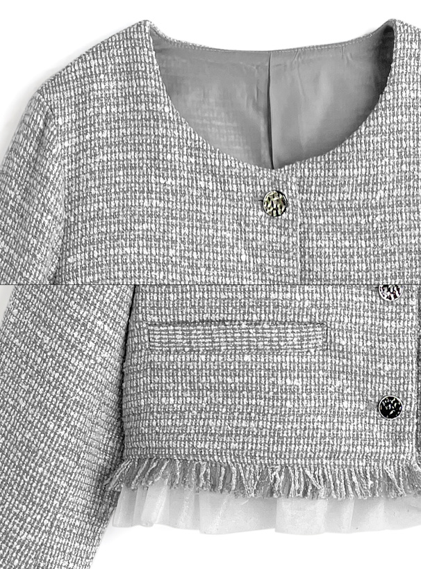 チュールフリルラメツイードジャケット