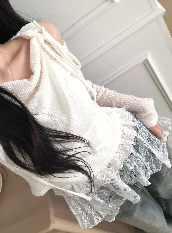 リボンシアードレープトップス×イレヘムレースキャミソールアンサンブル