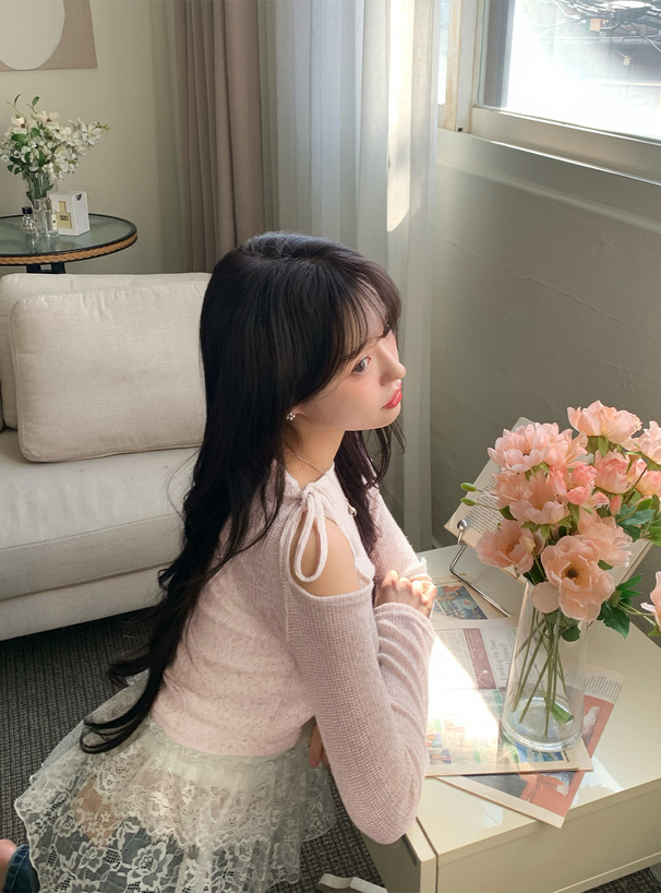 リボンシアードレープトップス×イレヘムレースキャミソールアンサンブル