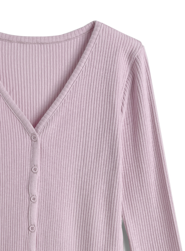 Vネックリブカーディガン