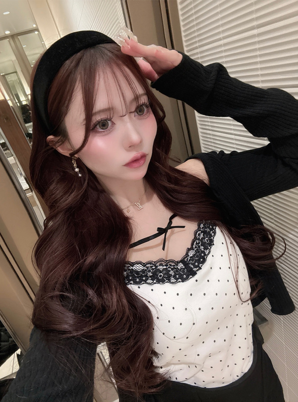 Vネックリブカーディガン