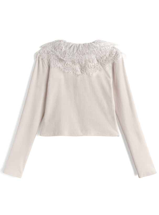 レースカラーリボンカーディガン