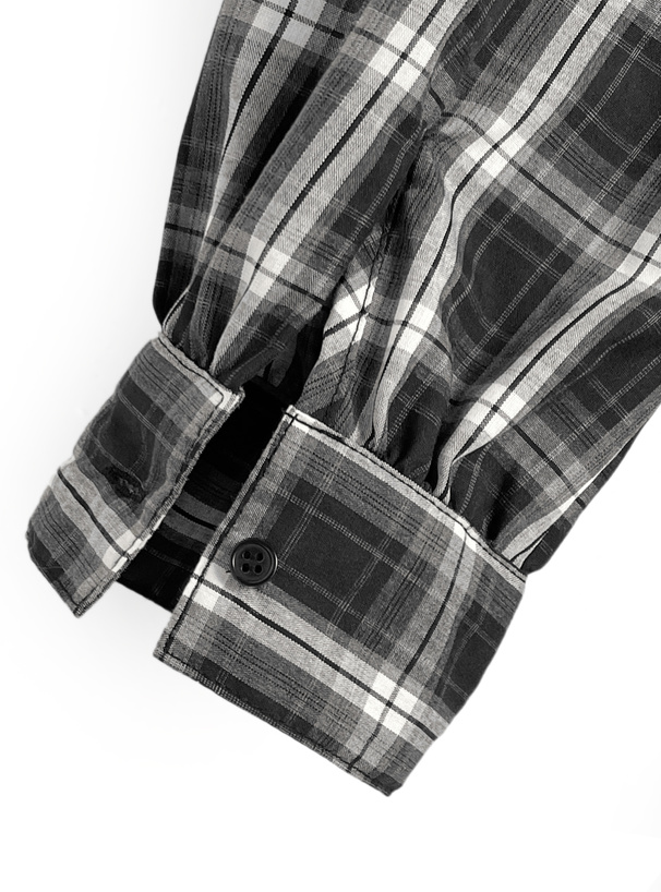 チェック柄フリルリボンシャツミニワンピース