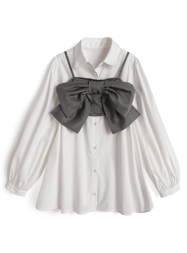 ビッグリボンビスチェ×シャツチュニックアンサンブル