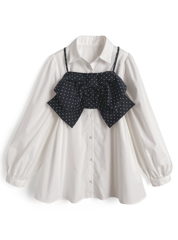 ビッグリボンビスチェ×シャツチュニックアンサンブル