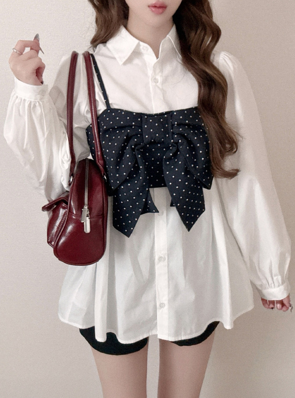 ビッグリボンビスチェ×シャツチュニックアンサンブル