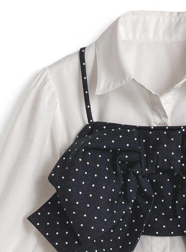 ビッグリボンビスチェ×シャツチュニックアンサンブル