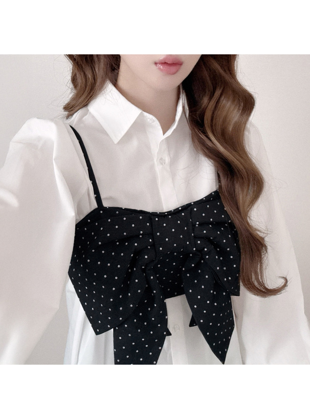 ビッグリボンビスチェ×シャツチュニックアンサンブル