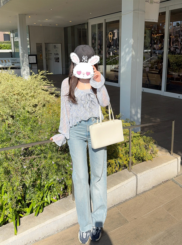 チェック柄シアーボレロ×カップ付きキャミソールアンサンブル