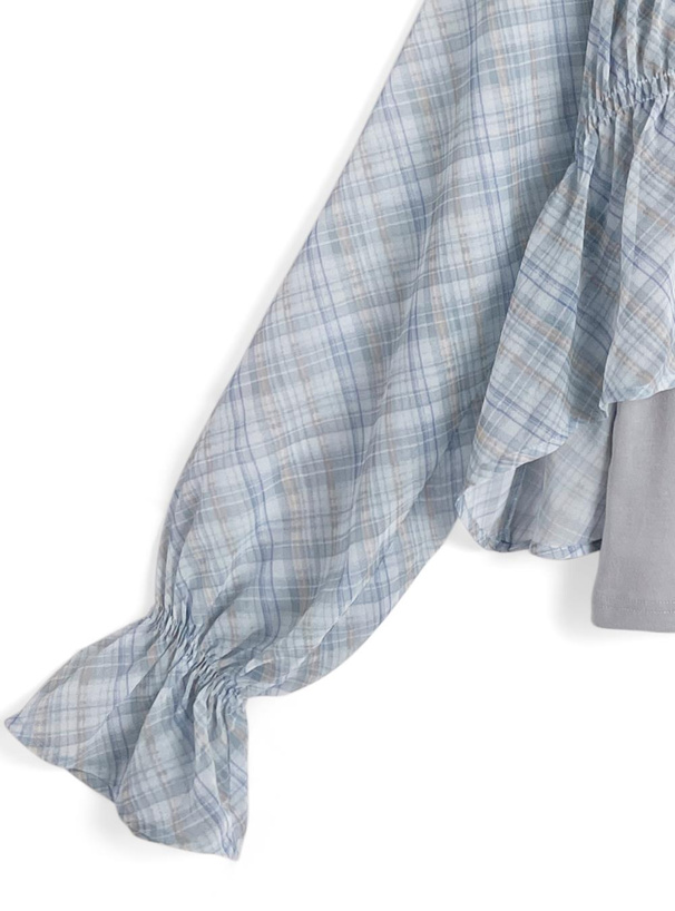 チェック柄シアーボレロ×カップ付きキャミソールアンサンブル