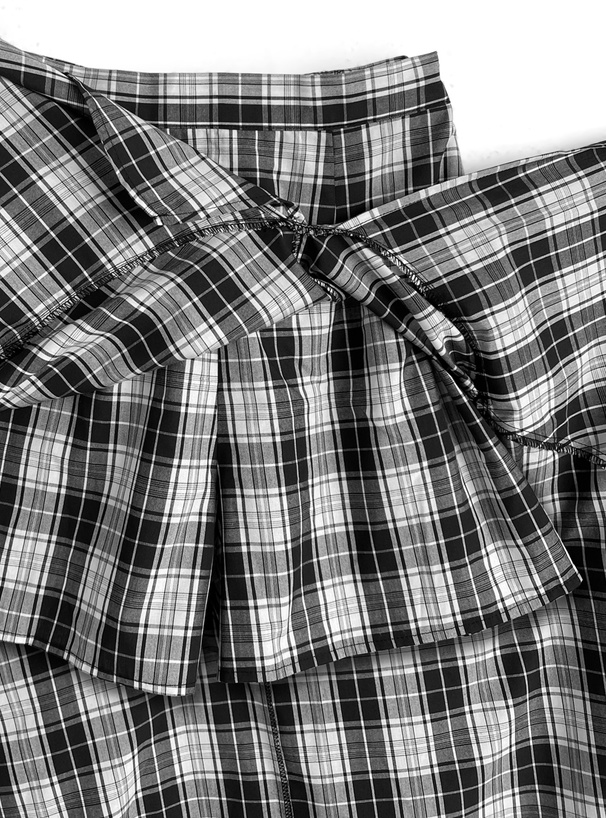 インパン付きチェック柄アシンメトリーフリルスリットスカート