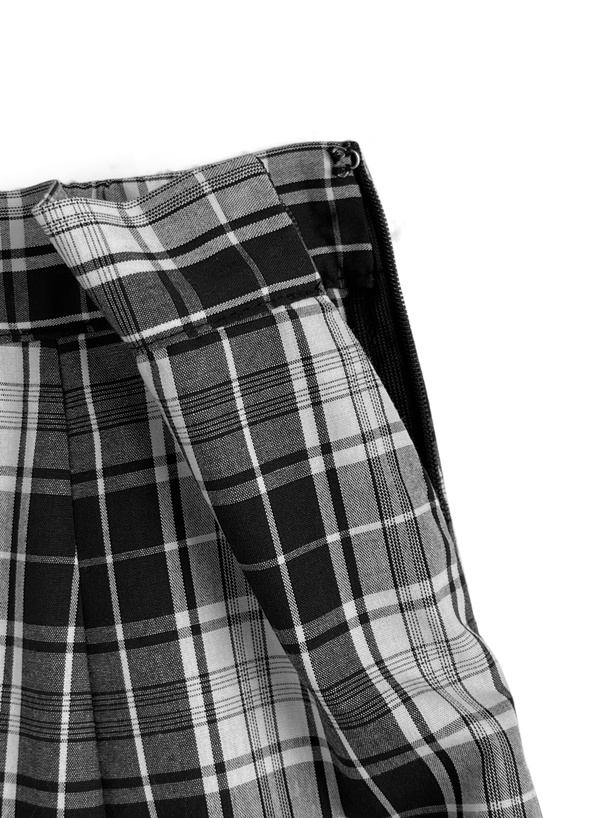 インパン付きチェック柄アシンメトリーフリルスリットスカート