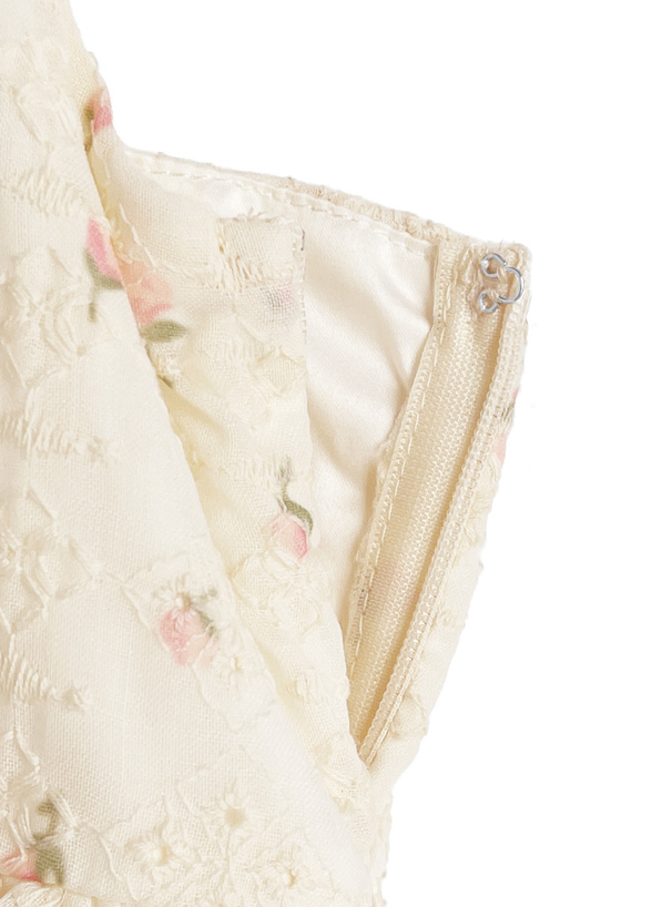 小花柄レースアップティアードキャミソールミニワンピース