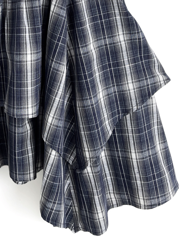 チェック柄ビッグリボンイレヘムキャミソールミニワンピース