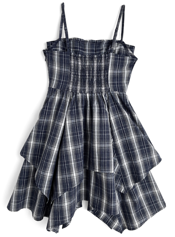 チェック柄ビッグリボンイレヘムキャミソールミニワンピース