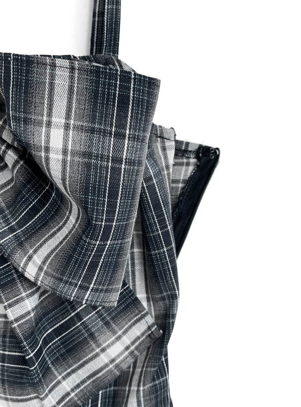 チェック柄ビッグリボンバルーンキャミソールミニワンピース