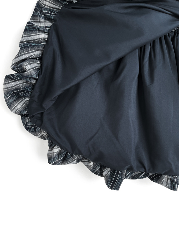 チェック柄ビッグリボンバルーンキャミソールミニワンピース