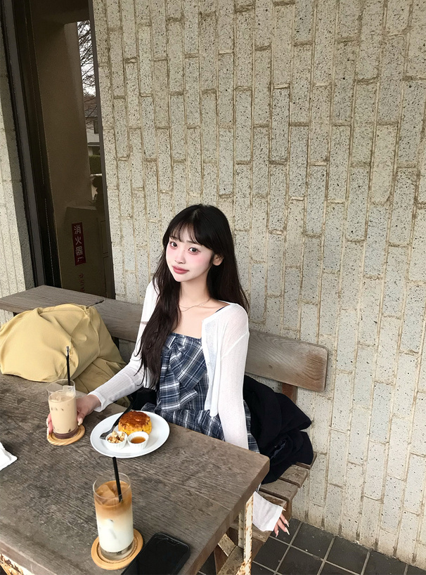 チェック柄ビッグリボンバルーンキャミソールミニワンピース