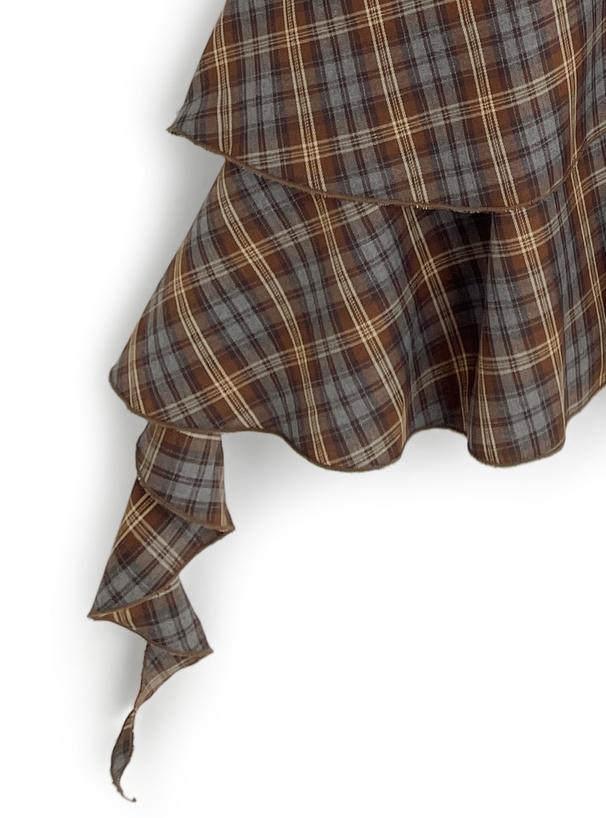 チェック柄フリルイレヘムミニキャミソールミニワンピース