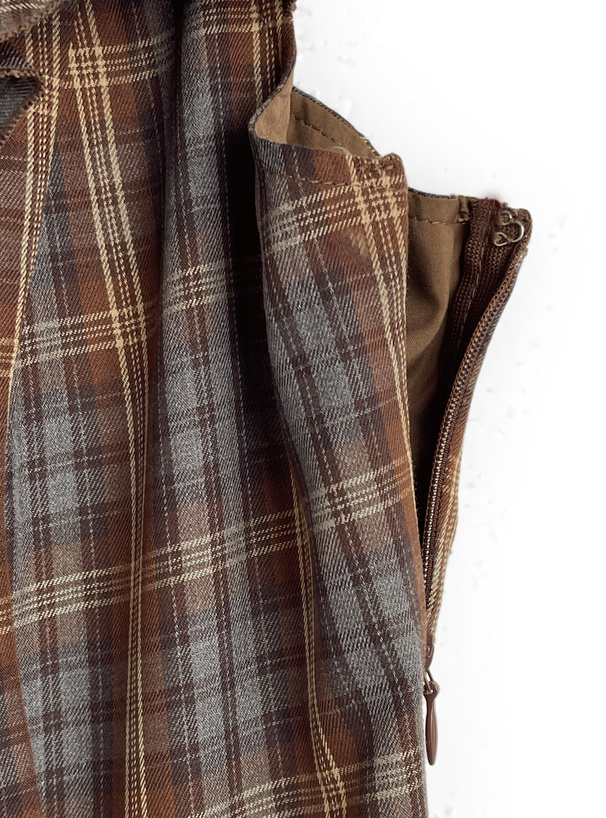 チェック柄フリルイレヘムミニキャミソールミニワンピース