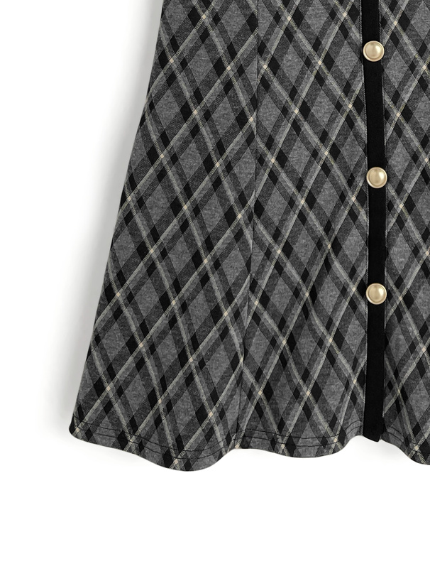 チェック柄ゴールドボタンミニワンピース