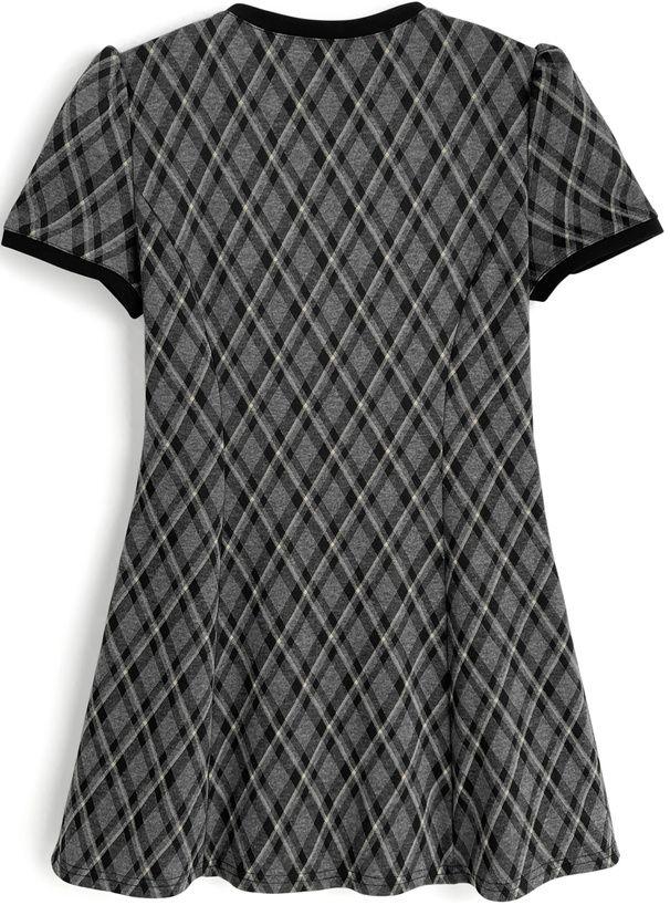 チェック柄ゴールドボタンミニワンピース