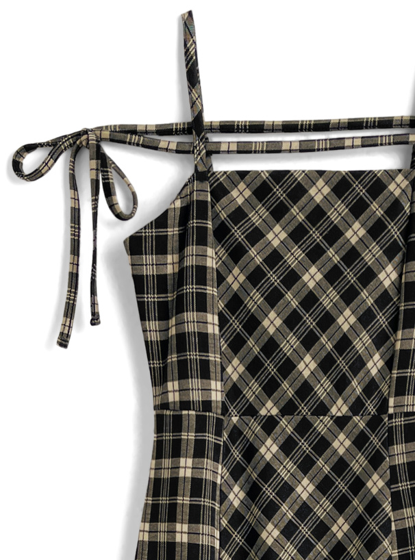 チェック柄ストラップキャミソールワンピース