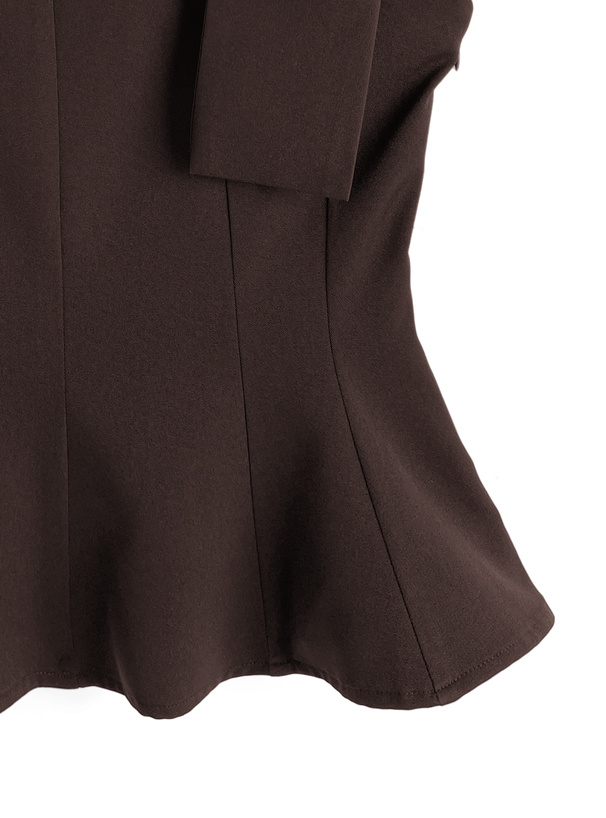 ショルダーリボンノースリーブペプラムトップス