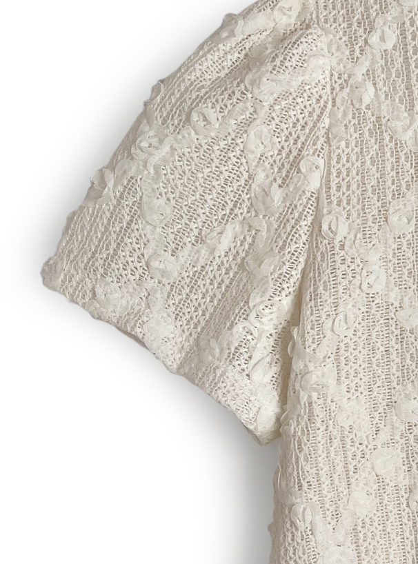 メッシュレースパールボタンカーディガン