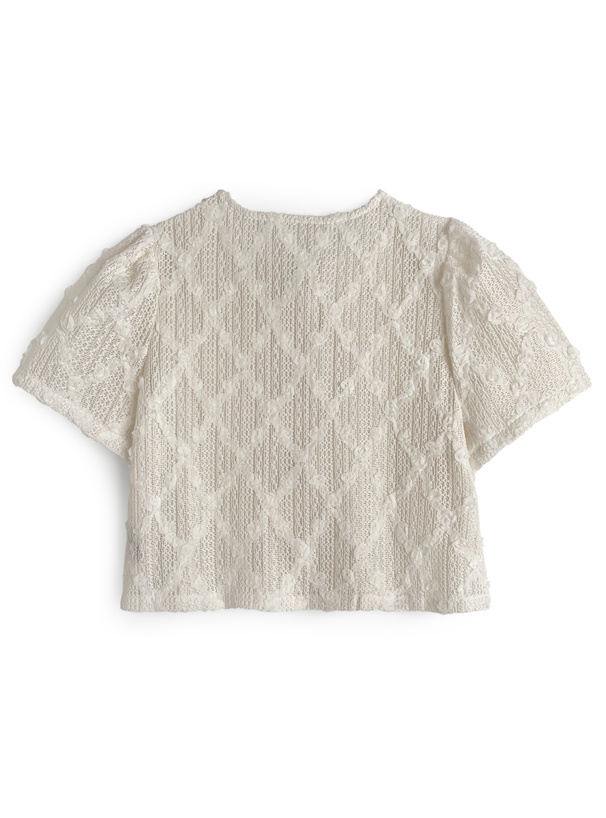 メッシュレースパールボタンカーディガン