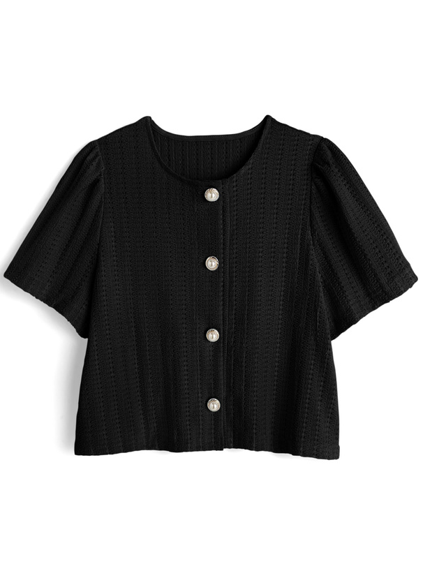 メッシュレースパールボタンカーディガン