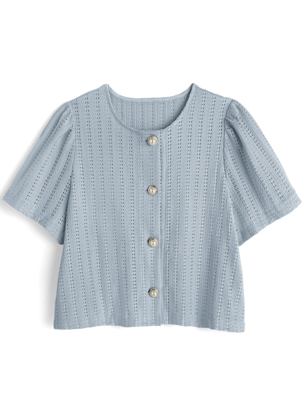 メッシュレースパールボタンカーディガン