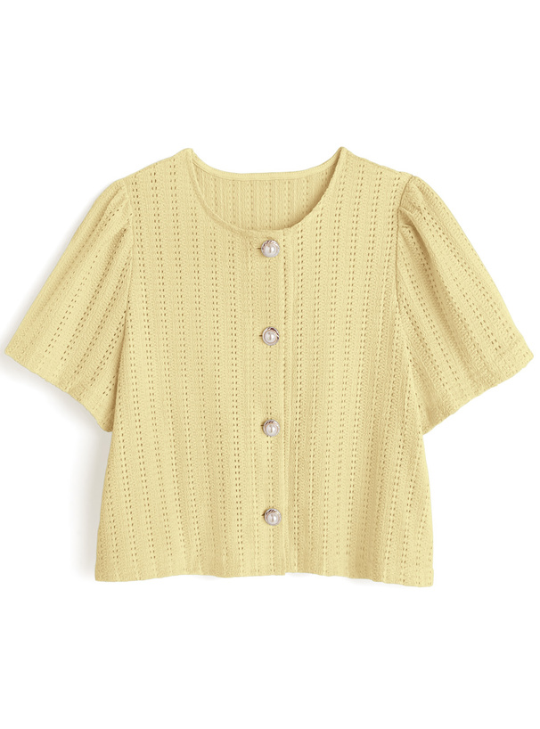 メッシュレースパールボタンカーディガン