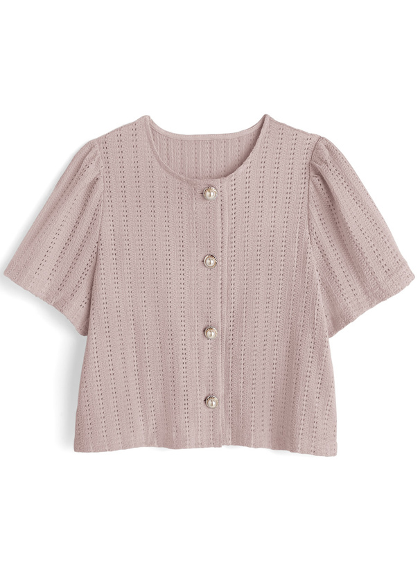 メッシュレースパールボタンカーディガン