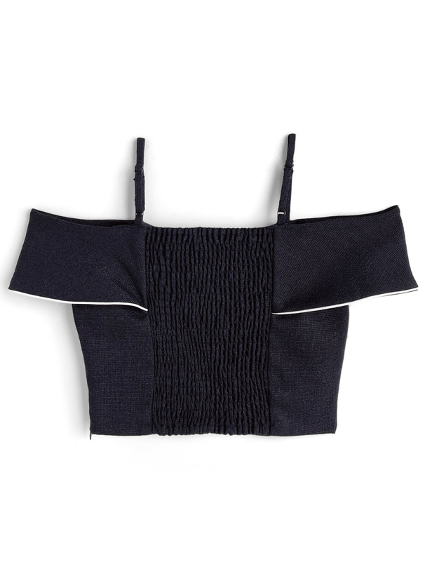 ビッグリボンオフショルダーツイードトップス