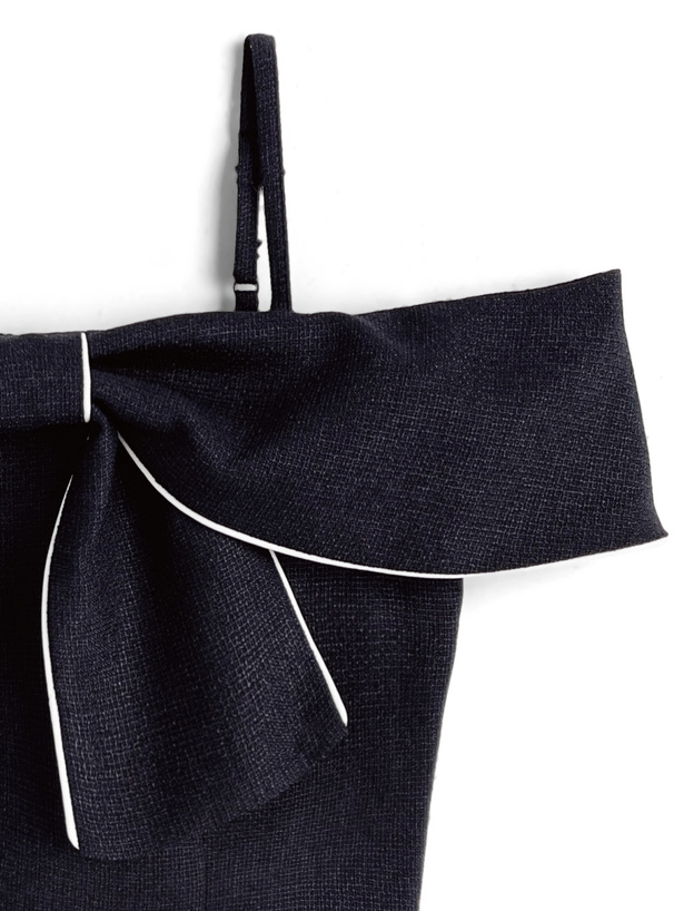 ビッグリボンオフショルダーツイードトップス