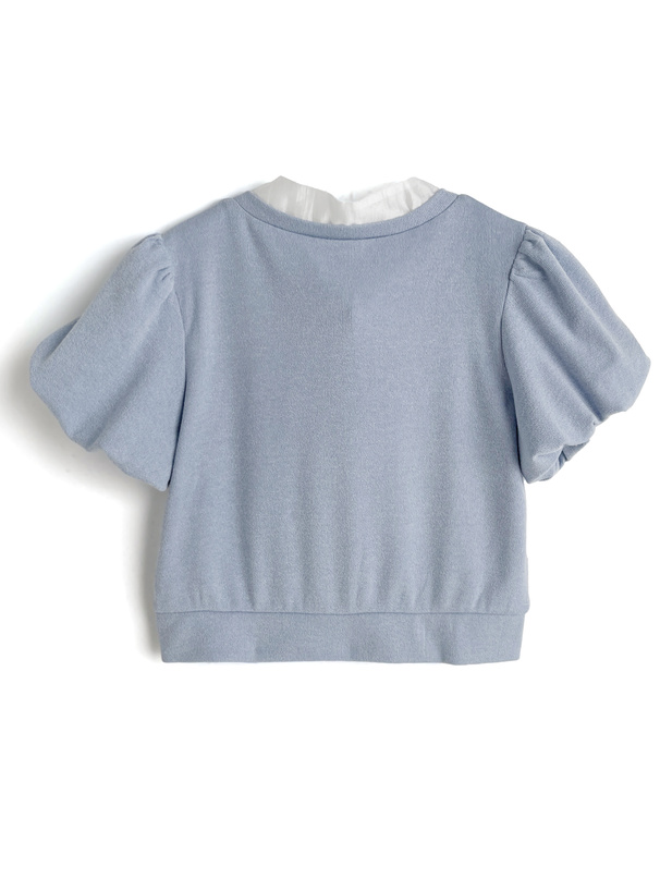 ボウタイレイヤード風バルーンスリーブカーディガン