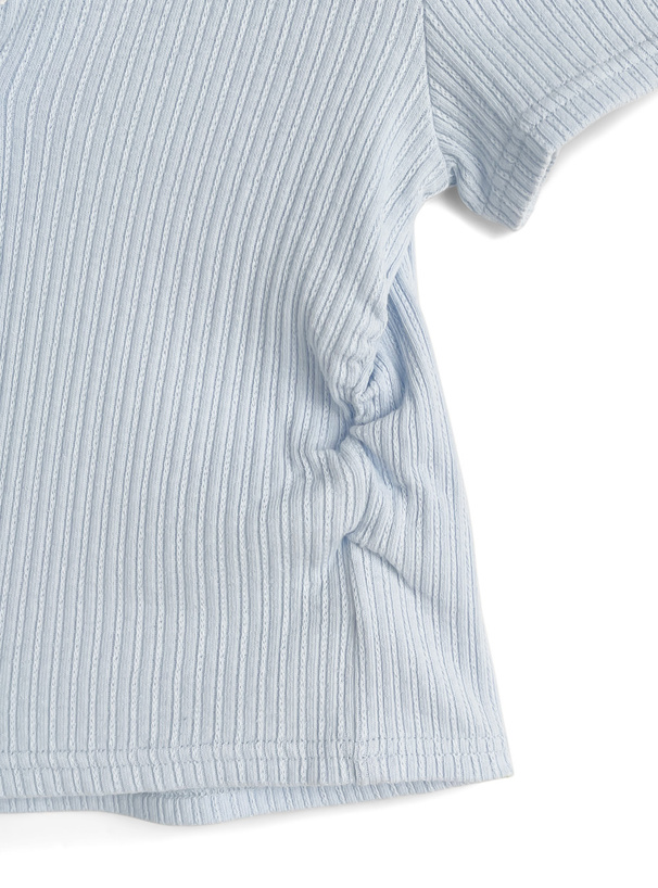 タイ付きレースサイドギャザーリブカーディガン