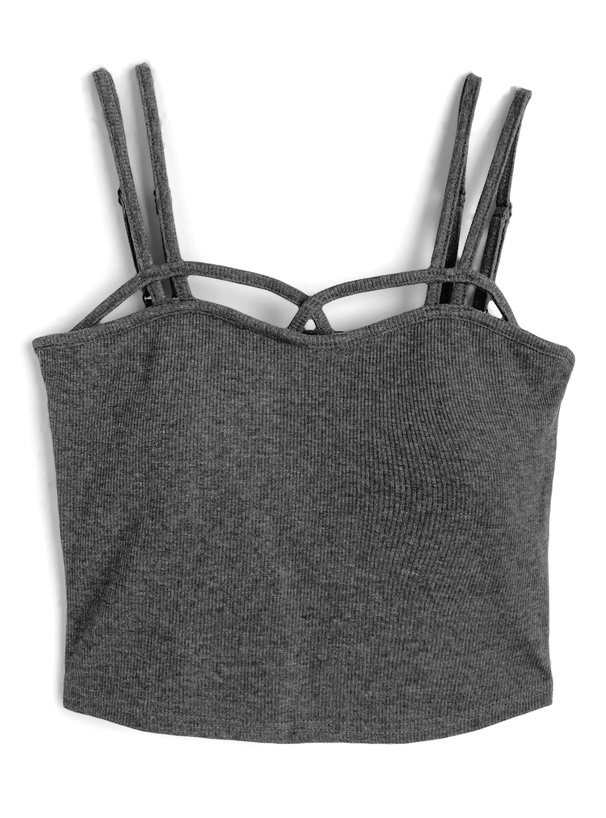 カップ付きダブルストラップクロスキャミソール