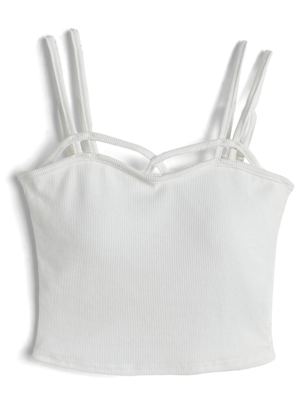 カップ付きダブルストラップクロスキャミソール