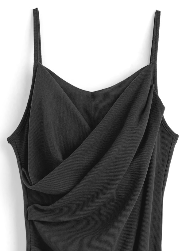 カップ付きドレープカシュクールキャミソールワンピース