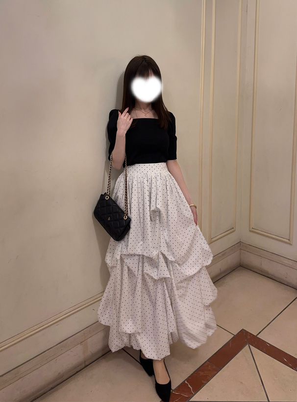 ドット柄バルーンヘムスカート