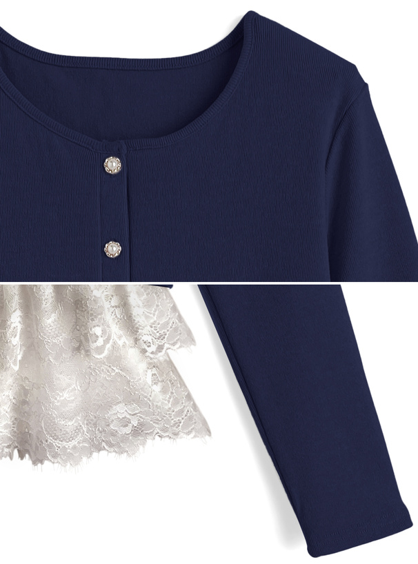 レースキャミソールxパールボタンカーディガンアンサンブル