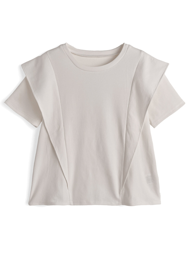 接触冷感フリルショルダーTシャツ