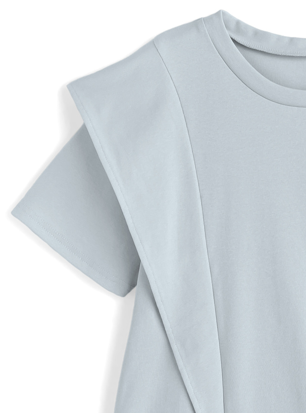 接触冷感フリルショルダーTシャツ