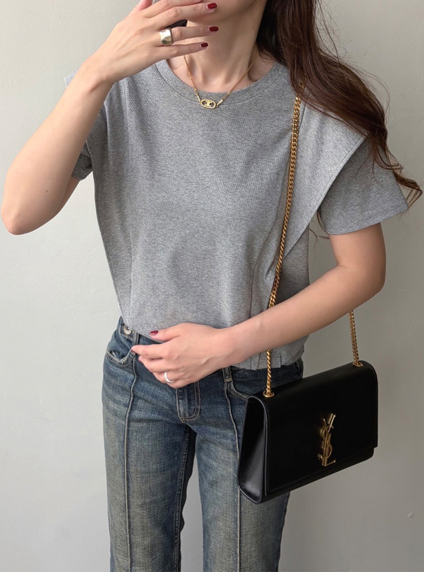 接触冷感フリルショルダーTシャツ