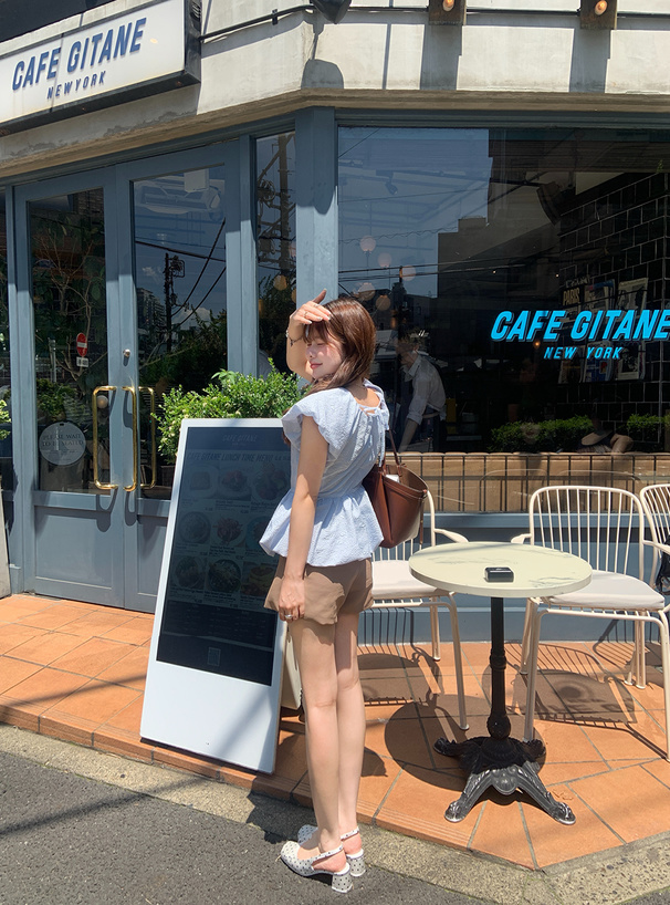ふくれジャガードバルーンペプラムブラウス