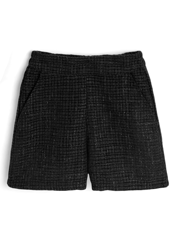 ファーカフス付きジャケット×ショートパンツツイードセットアップ
