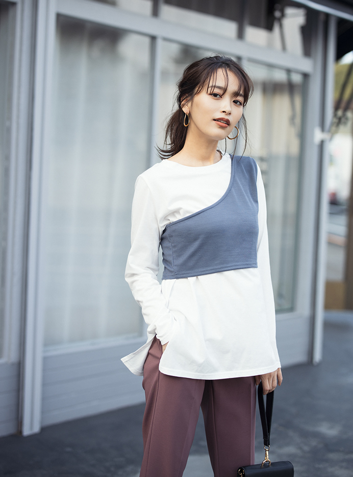 ワンショルビスチェ×ロングTシャツセット